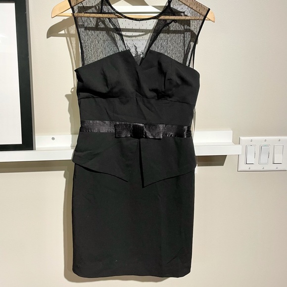 SOLD-Black Mesh Top Dress with Swiss dots details - Picture 5 of 7